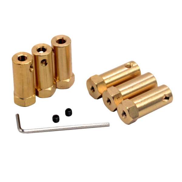 10pc Hexagonal Brass Coupling length 30mm Hex Connector Robot Accessories Shaft 3mm 4mm 5mm 6mm 7mm 8mmYellow Copper Screw Wheel