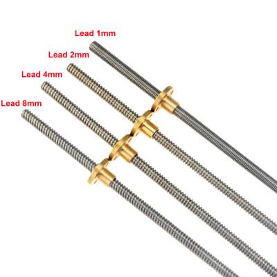 3D Printer T8 screw Trapezoidal Lead Screw Dia 8MM THSL-100/150/200/300/400/500/750/1000-8D with Copper Nut