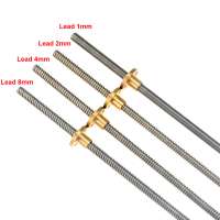 CNC 3D Printer THSL-300-8D Trapezoidal Rod T8 Lead Screw Thread 8mm Lead1mm Length100mm200mm300mm400mm500mm600mm with Brass Nut